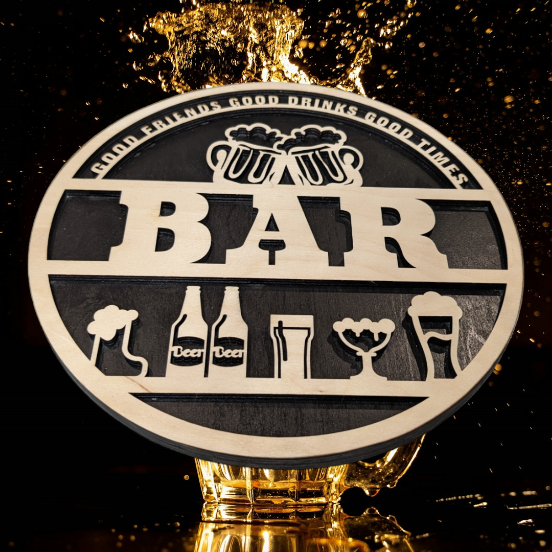 Wooden layered "Bar" Sign
