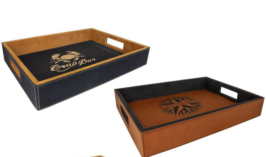 Personalized Vegan Leather Serving Tray - 16" x 12"