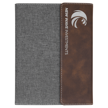 Customizable Vegan Leather & Canvas Portfolio w/Notepad