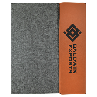 Customizable Vegan Leather & Canvas Portfolio w/Notepad