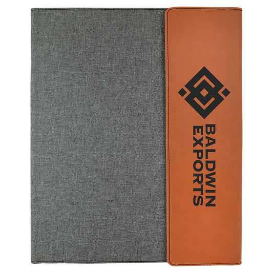 Customizable Vegan Leather & Canvas Portfolio w/Notepad
