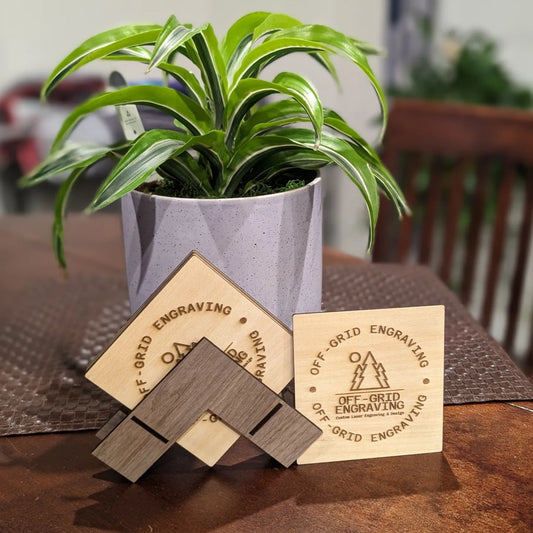 Customizable Coaster Set W/ Walnut stand