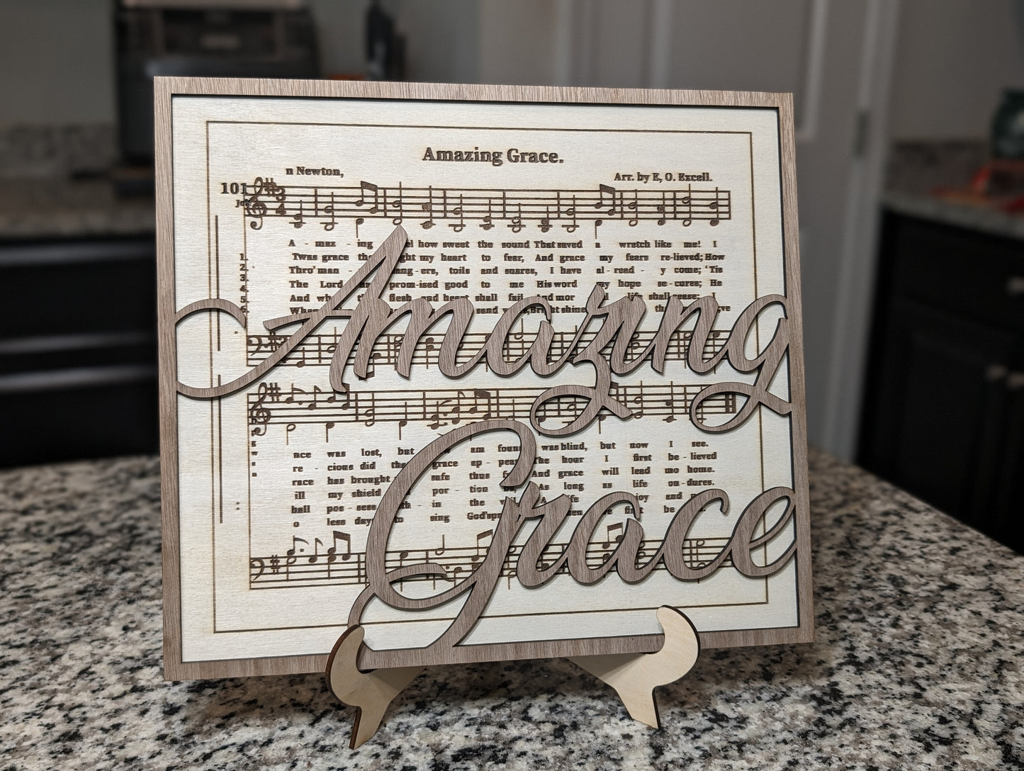 "Amazing Grace" layered sign w/ stand