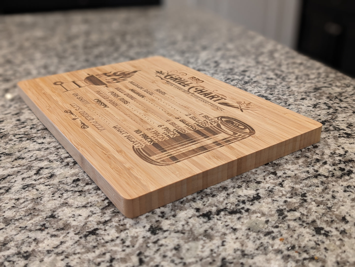 BBQ Grill Chart Bamboo Cutting Board