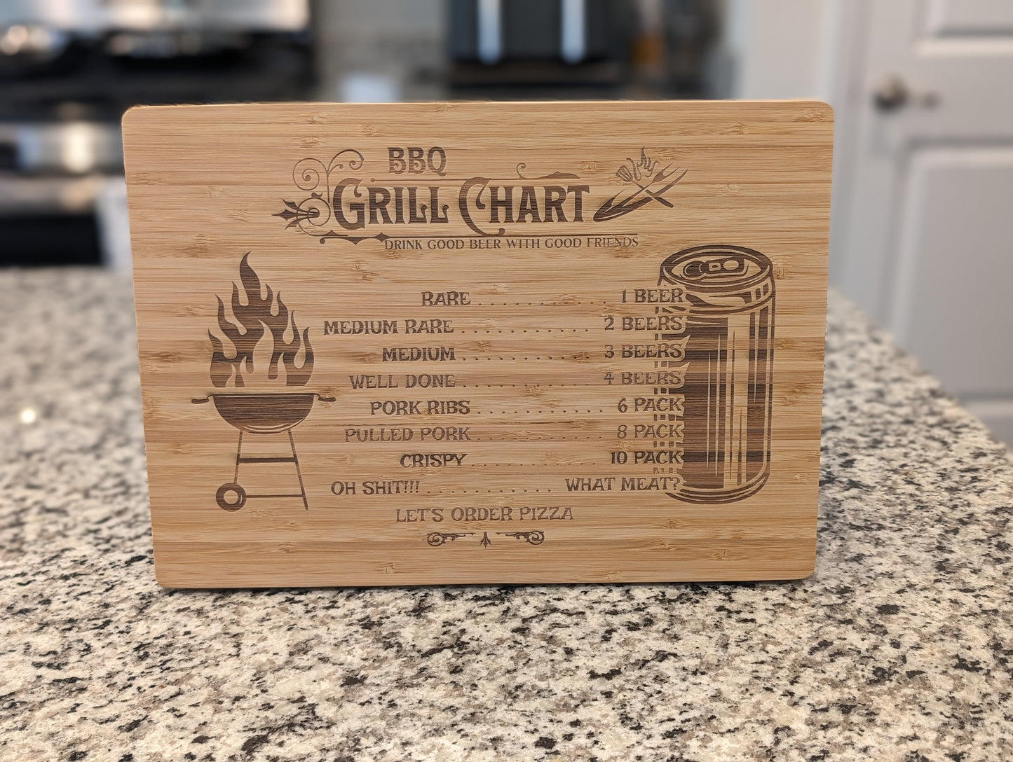 BBQ Grill Chart Bamboo Cutting Board