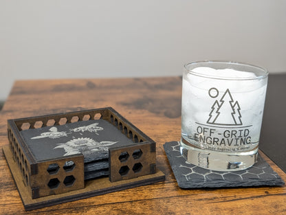 Honey Bee Slate Coaster Set