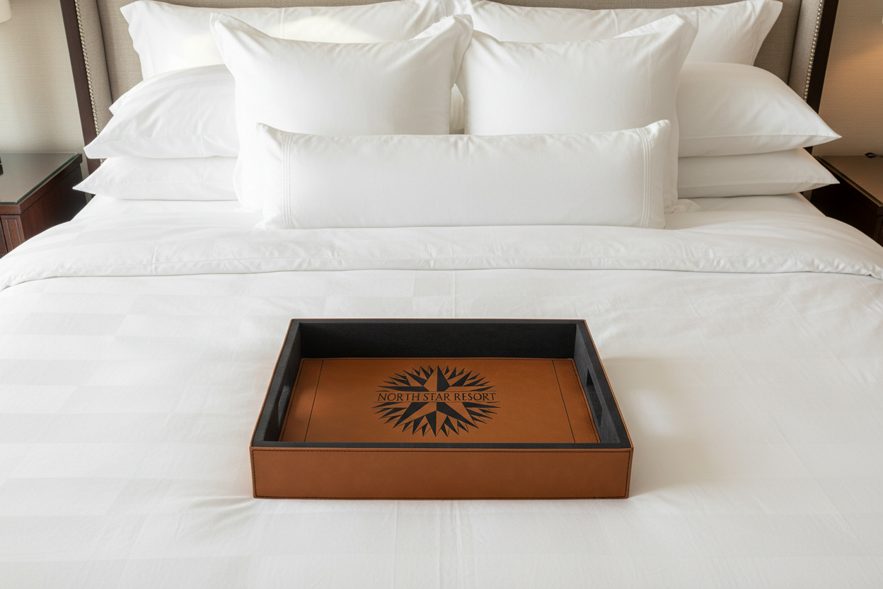 Personalized Vegan Leather Serving Tray - 16" x 12"