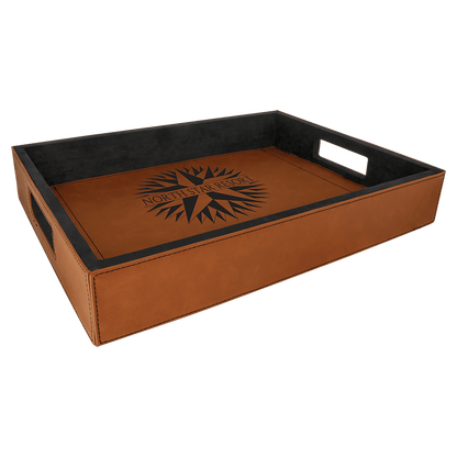 Personalized Vegan Leather Serving Tray - 16" x 12"